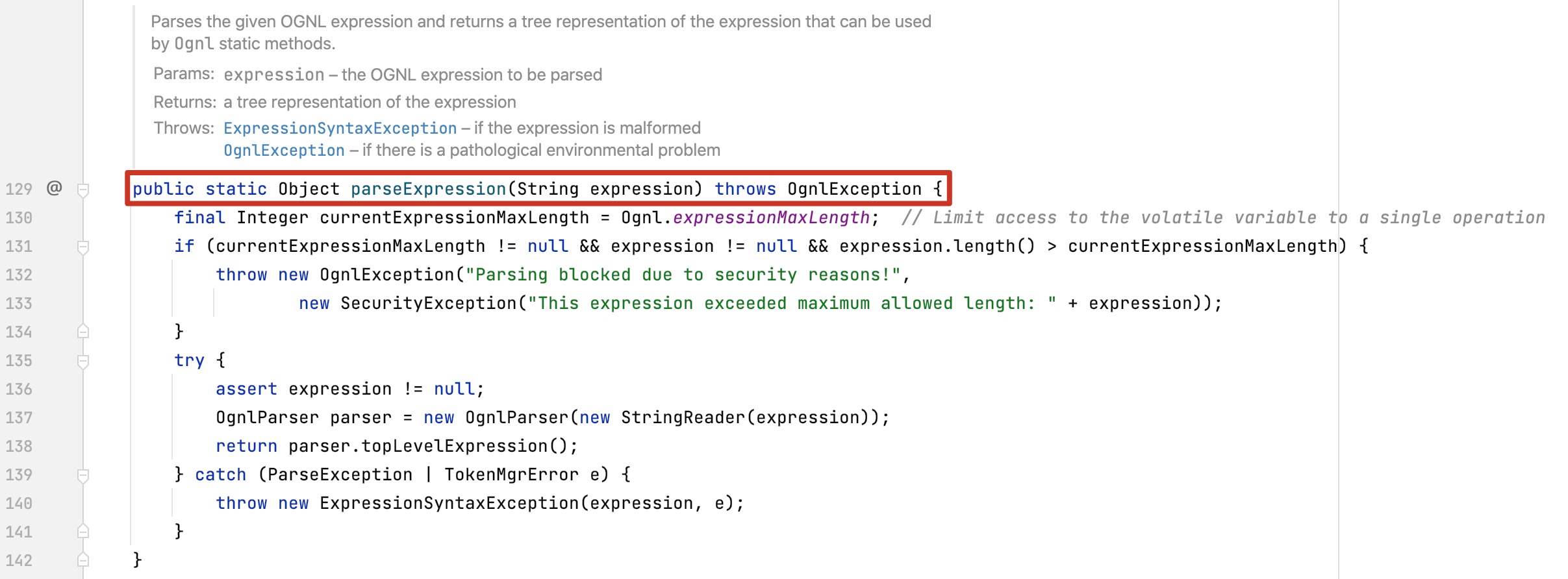 图10-39 Ognl类的parseExpression方法